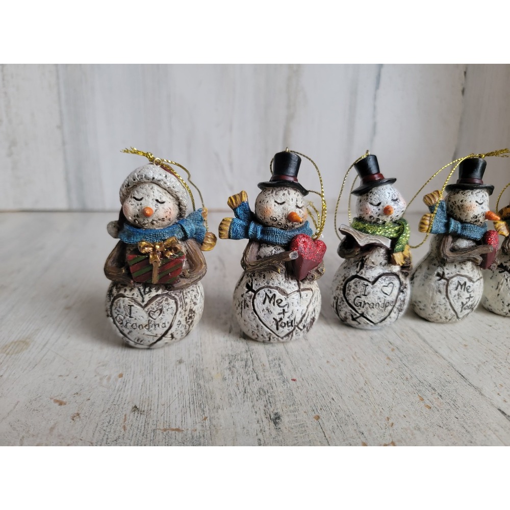 Snowman rustic I heart grandma grandpa you me‎ ornament Xmas set - Picture 2 of 9